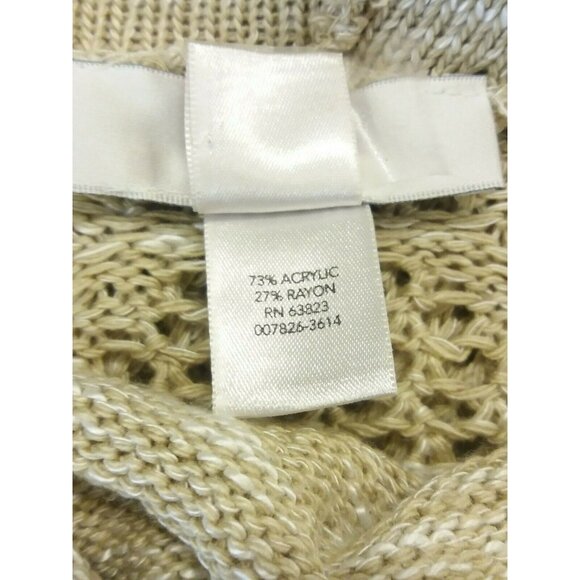CJ Banks Open Knit Poncho Shawl Size 1X Tan Beige Spring Party Gift Festival - Picture 8 of 8